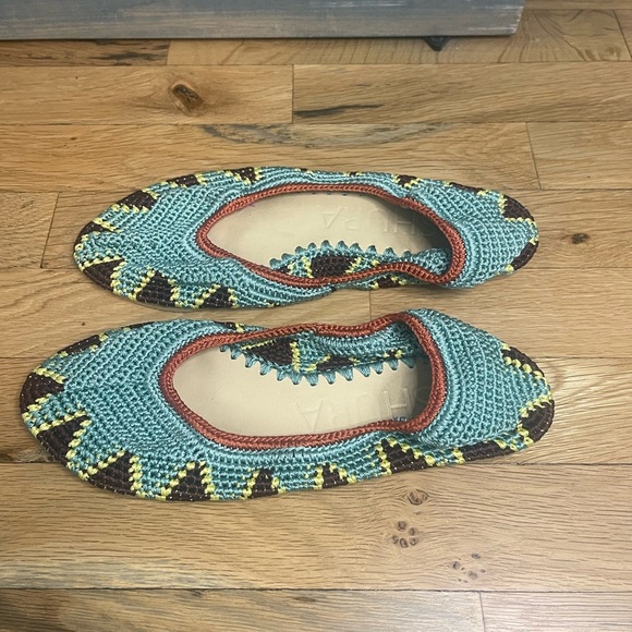 Kashura Ballerina Low Sage Crochet Flats Size 10 - Picture 3 of 9